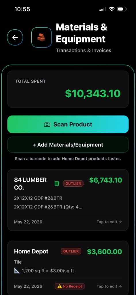 Materials & Equipment screenshot