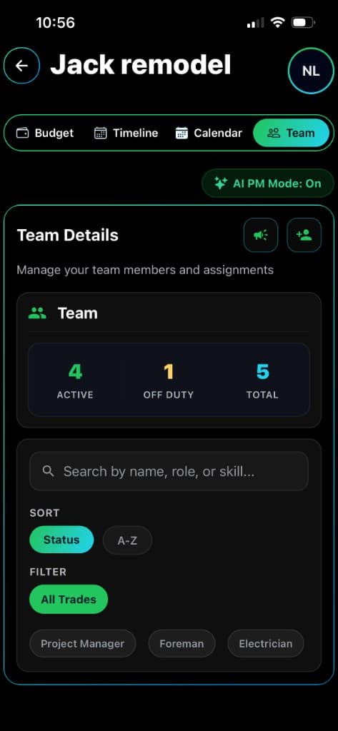 Team Management screenshot
